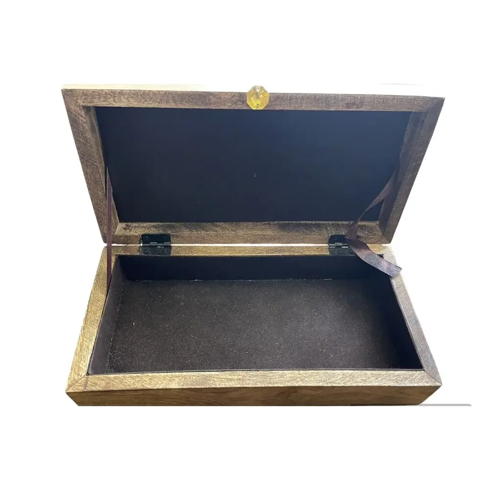 Small Wooden Jewelry Box with Flowers 9.5